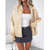 imagePRETTYGARDEN Womens Faux Leather Jackets 2025 Spring Bomber Jacket Zip Up Motorcycle Coats Long Sleeve Winter ClothesBeige White