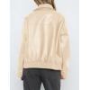 imagePRETTYGARDEN Womens Faux Leather Jackets 2025 Spring Bomber Jacket Zip Up Motorcycle Coats Long Sleeve Winter ClothesBeige White