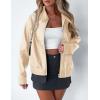 imagePRETTYGARDEN Womens Faux Leather Jackets 2025 Spring Bomber Jacket Zip Up Motorcycle Coats Long Sleeve Winter ClothesBeige White