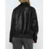 imagePRETTYGARDEN Womens Faux Leather Jackets 2025 Spring Bomber Jacket Zip Up Motorcycle Coats Long Sleeve Winter ClothesBlack