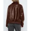 imagePRETTYGARDEN Womens Faux Leather Jackets 2025 Spring Bomber Jacket Zip Up Motorcycle Coats Long Sleeve Winter ClothesCoffee