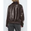 imagePRETTYGARDEN Womens Faux Leather Jackets 2025 Spring Bomber Jacket Zip Up Motorcycle Coats Long Sleeve Winter ClothesDark Grey