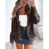 imagePRETTYGARDEN Womens Faux Leather Jackets 2025 Spring Bomber Jacket Zip Up Motorcycle Coats Long Sleeve Winter ClothesDark Grey