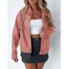 imagePRETTYGARDEN Womens Faux Leather Jackets 2025 Spring Bomber Jacket Zip Up Motorcycle Coats Long Sleeve Winter ClothesDark Pink