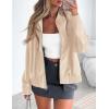 imagePRETTYGARDEN Womens Faux Leather Jackets 2025 Spring Bomber Jacket Zip Up Motorcycle Coats Long Sleeve Winter ClothesLight Khaki