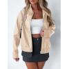 imagePRETTYGARDEN Womens Faux Leather Jackets 2025 Spring Bomber Jacket Zip Up Motorcycle Coats Long Sleeve Winter ClothesLight Khaki