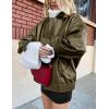 imagePRETTYGARDEN Womens Faux Leather Motorcycle Jacket Trendy Fall Spring Clothes Oversized Zip Up Winter Coat OuterwearArmy Green