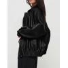 imagePRETTYGARDEN Womens Faux Leather Motorcycle Jacket Trendy Fall Spring Clothes Oversized Zip Up Winter Coat OuterwearBlack