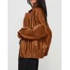 imagePRETTYGARDEN Womens Faux Leather Motorcycle Jacket Trendy Fall Spring Clothes Oversized Zip Up Winter Coat OuterwearBrown
