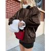 imagePRETTYGARDEN Womens Faux Leather Motorcycle Jacket Trendy Fall Spring Clothes Oversized Zip Up Winter Coat OuterwearDark Coffee