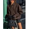imagePRETTYGARDEN Womens Faux Leather Motorcycle Jacket Trendy Fall Spring Clothes Oversized Zip Up Winter Coat OuterwearDark Coffee