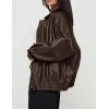 imagePRETTYGARDEN Womens Faux Leather Motorcycle Jacket Trendy Fall Spring Clothes Oversized Zip Up Winter Coat OuterwearDark Coffee