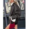 imagePRETTYGARDEN Womens Faux Leather Motorcycle Jacket Trendy Fall Spring Clothes Oversized Zip Up Winter Coat OuterwearGrey