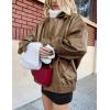 imagePRETTYGARDEN Womens Faux Leather Motorcycle Jacket Trendy Fall Spring Clothes Oversized Zip Up Winter Coat OuterwearKhaki