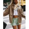 imagePRETTYGARDEN Womens Faux Leather Motorcycle Jacket Trendy Fall Spring Clothes Oversized Zip Up Winter Coat OuterwearKhaki