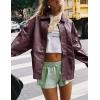 imagePRETTYGARDEN Womens Faux Leather Motorcycle Jacket Trendy Fall Spring Clothes Oversized Zip Up Winter Coat OuterwearPurple