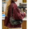 imagePRETTYGARDEN Womens Faux Leather Motorcycle Jacket Trendy Fall Spring Clothes Oversized Zip Up Winter Coat OuterwearStyle2wine Red