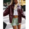 imagePRETTYGARDEN Womens Faux Leather Motorcycle Jacket Trendy Fall Spring Clothes Oversized Zip Up Winter Coat OuterwearWine Red