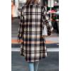imagePRETTYGARDEN Womens Plaid Shacket 2025 Long Sleeve Button Up Flannel Shirt Winter Tartan Jacket Woolen CoatsBrown
