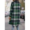 imagePRETTYGARDEN Womens Plaid Shacket 2025 Long Sleeve Button Up Flannel Shirt Winter Tartan Jacket Woolen CoatsDark Green
