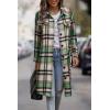 imagePRETTYGARDEN Womens Plaid Shacket 2025 Long Sleeve Button Up Flannel Shirt Winter Tartan Jacket Woolen CoatsGreen