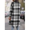 imagePRETTYGARDEN Womens Plaid Shacket 2025 Long Sleeve Button Up Flannel Shirt Winter Tartan Jacket Woolen CoatsGrey