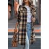 imagePRETTYGARDEN Womens Plaid Shacket 2025 Long Sleeve Button Up Flannel Shirt Winter Tartan Jacket Woolen CoatsNavy