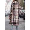 imagePRETTYGARDEN Womens Plaid Shacket 2025 Long Sleeve Button Up Flannel Shirt Winter Tartan Jacket Woolen CoatsPink