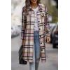 imagePRETTYGARDEN Womens Plaid Shacket 2025 Long Sleeve Button Up Flannel Shirt Winter Tartan Jacket Woolen CoatsPink