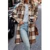 imagePRETTYGARDEN Womens Plaid Shacket 2025 Long Sleeve Button Up Flannel Shirt Winter Tartan Jacket Woolen CoatsPlaid Brown