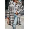 imagePRETTYGARDEN Womens Plaid Shacket 2025 Long Sleeve Button Up Flannel Shirt Winter Tartan Jacket Woolen CoatsPlaid Grey
