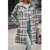 imagePRETTYGARDEN Womens Plaid Shacket 2025 Long Sleeve Button Up Flannel Shirt Winter Tartan Jacket Woolen CoatsPlaid Grey