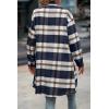 imagePRETTYGARDEN Womens Plaid Shacket 2025 Long Sleeve Button Up Flannel Shirt Winter Tartan Jacket Woolen CoatsPlaid Navy
