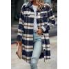 imagePRETTYGARDEN Womens Plaid Shacket 2025 Long Sleeve Button Up Flannel Shirt Winter Tartan Jacket Woolen CoatsPlaid Navy