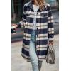 imagePRETTYGARDEN Womens Plaid Shacket 2025 Long Sleeve Button Up Flannel Shirt Winter Tartan Jacket Woolen CoatsPlaid Navy