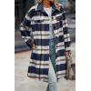 imagePRETTYGARDEN Womens Plaid Shacket 2025 Long Sleeve Button Up Flannel Shirt Winter Tartan Jacket Woolen CoatsPlaid Navy