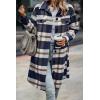 imagePRETTYGARDEN Womens Plaid Shacket 2025 Long Sleeve Button Up Flannel Shirt Winter Tartan Jacket Woolen CoatsPlaid Navy