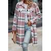 imagePRETTYGARDEN Womens Plaid Shacket 2025 Long Sleeve Button Up Flannel Shirt Winter Tartan Jacket Woolen CoatsPlaid Pink