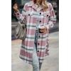 imagePRETTYGARDEN Womens Plaid Shacket 2025 Long Sleeve Button Up Flannel Shirt Winter Tartan Jacket Woolen CoatsPlaid Pink