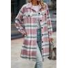 imagePRETTYGARDEN Womens Plaid Shacket 2025 Long Sleeve Button Up Flannel Shirt Winter Tartan Jacket Woolen CoatsPlaid Pink