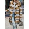 imagePRETTYGARDEN Womens Plaid Shacket 2025 Long Sleeve Button Up Flannel Shirt Winter Tartan Jacket Woolen CoatsPlaid Yellow