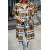 imagePRETTYGARDEN Womens Plaid Shacket 2025 Long Sleeve Button Up Flannel Shirt Winter Tartan Jacket Woolen CoatsPlaid Yellow
