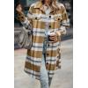 imagePRETTYGARDEN Womens Plaid Shacket 2025 Long Sleeve Button Up Flannel Shirt Winter Tartan Jacket Woolen CoatsPlaid Yellow