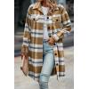 imagePRETTYGARDEN Womens Plaid Shacket 2025 Long Sleeve Button Up Flannel Shirt Winter Tartan Jacket Woolen CoatsPlaid Yellow