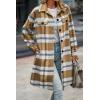 imagePRETTYGARDEN Womens Plaid Shacket 2025 Long Sleeve Button Up Flannel Shirt Winter Tartan Jacket Woolen CoatsPlaid Yellow