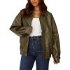 imagePRETTYGARDEN Womens Faux Leather Motorcycle Jacket Trendy Fall Spring Clothes Oversized Zip Up Winter Coat OuterwearArmy Green