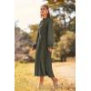 imagePRETTYGARDEN Womens 2025 Spring Fall Midi Dress Casual Long Sleeve V Neck Swiss Dot Pleated A Line Flowy DressesArmy Green