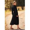 imagePRETTYGARDEN Womens 2025 Spring Fall Midi Dress Casual Long Sleeve V Neck Swiss Dot Pleated A Line Flowy DressesBlack