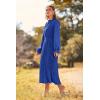 imagePRETTYGARDEN Womens 2025 Spring Fall Midi Dress Casual Long Sleeve V Neck Swiss Dot Pleated A Line Flowy DressesBlue