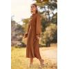 imagePRETTYGARDEN Womens 2025 Spring Fall Midi Dress Casual Long Sleeve V Neck Swiss Dot Pleated A Line Flowy DressesBrown